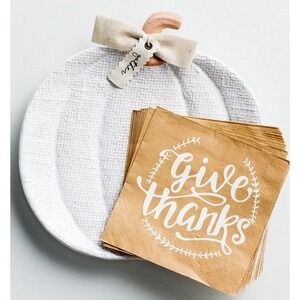 New Mudpie Pumpkin Hostess Platter Set-Pumpkin Serving Plate, Napkins Farmhouse